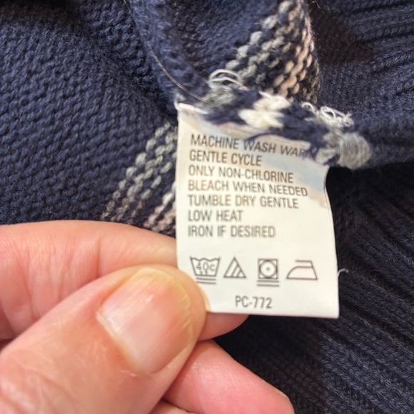 IZOD Mens Cotton Sweater Crewneck Navy Blue Stripe XL NWT - Picture 5 of 5